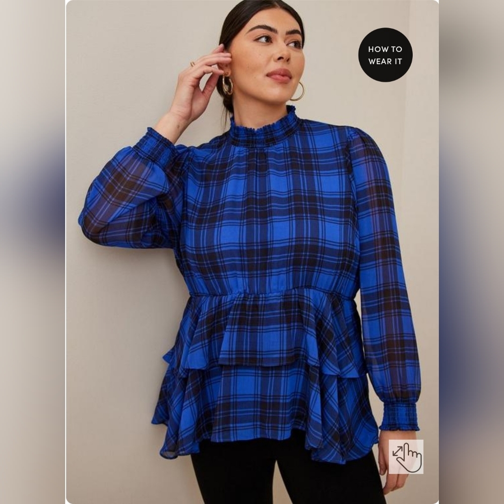 Blue Buffalo Plaid blouse